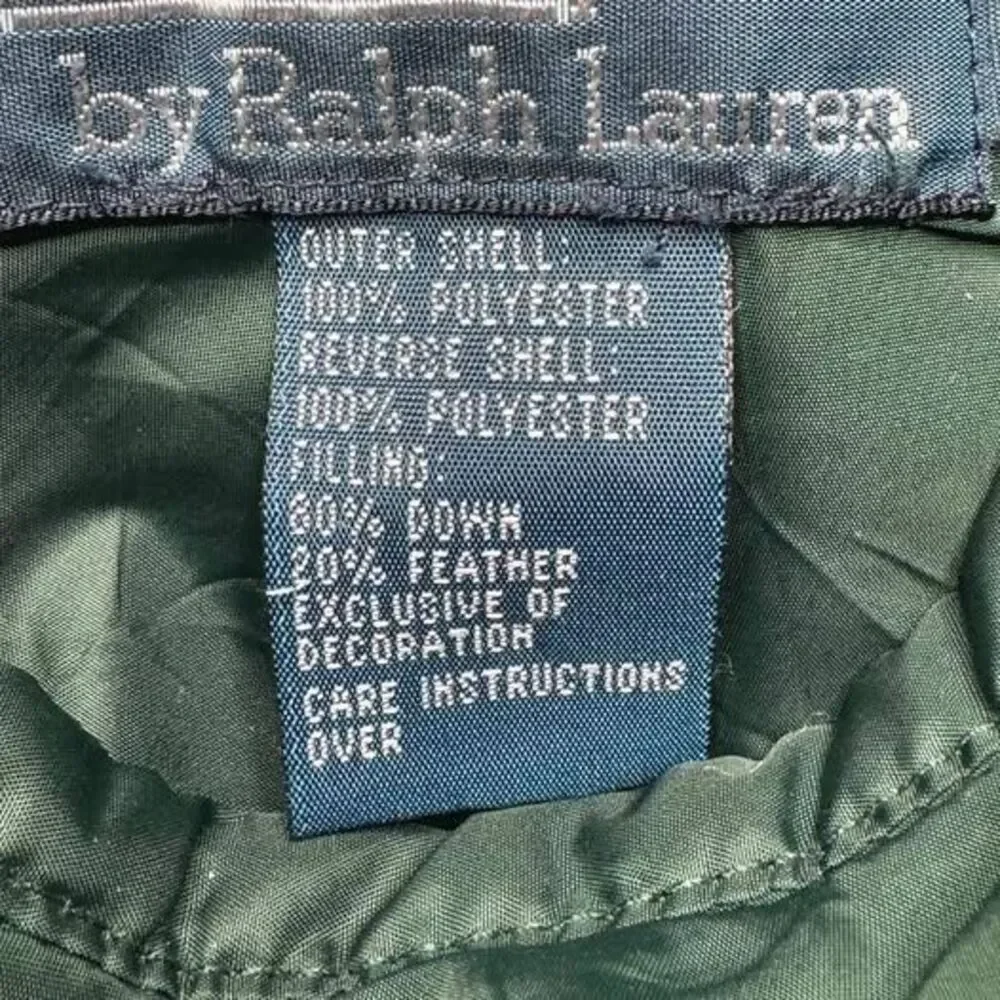 Vintage 90s Polo Ralph Lauren Puffer Vest Green Reversible Down Mens Size m